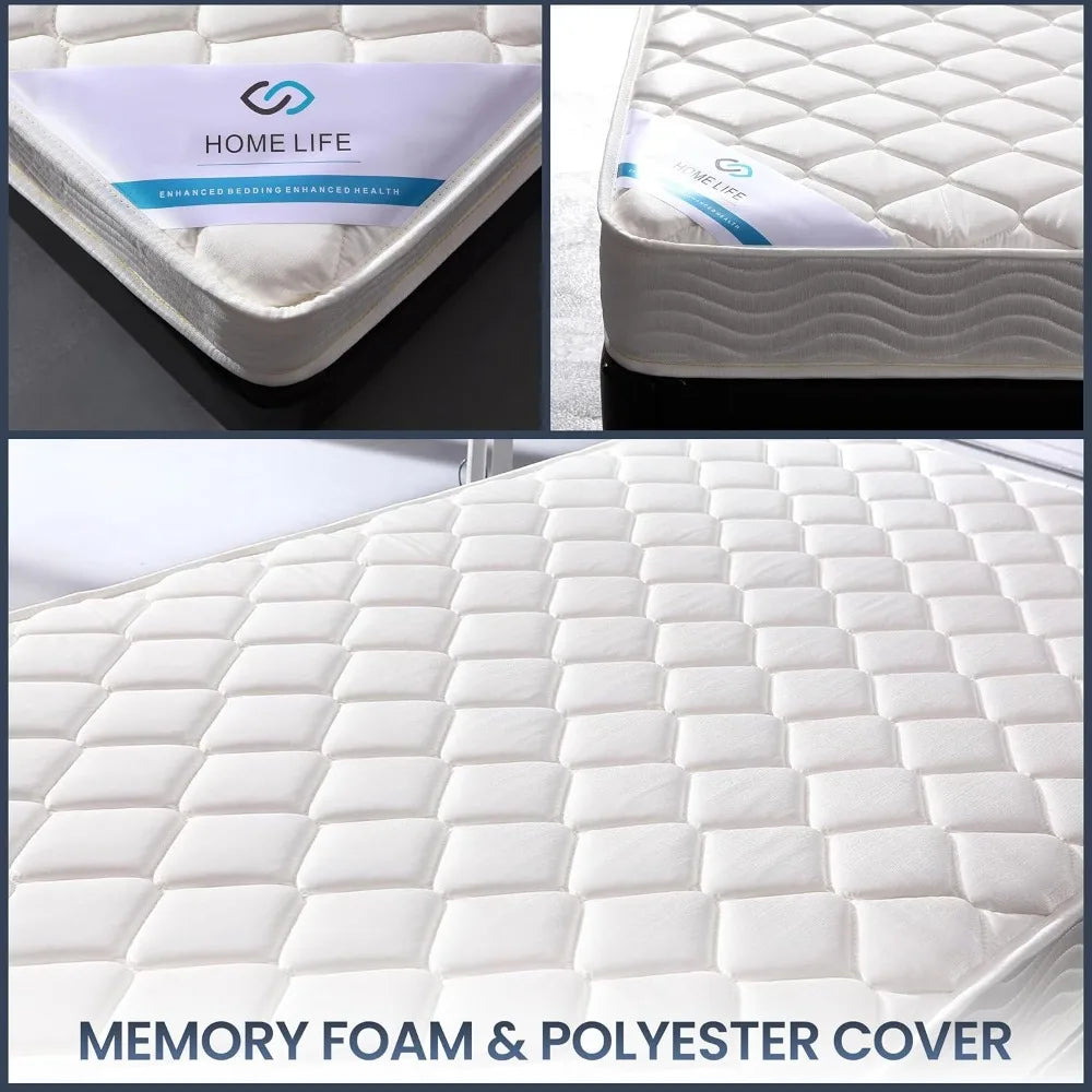 6 Inch Twin Mattress - Medium Firm Innerspring Support with Tight Top Memory Foam & Polyester Cover – Lightweigh -White