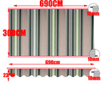 Retractable Patio Awning Replacement Fabric Cloth, Durable Exterior Sunshade, Canopy Cloth, Red and Orange Strips, RV Blind, 10