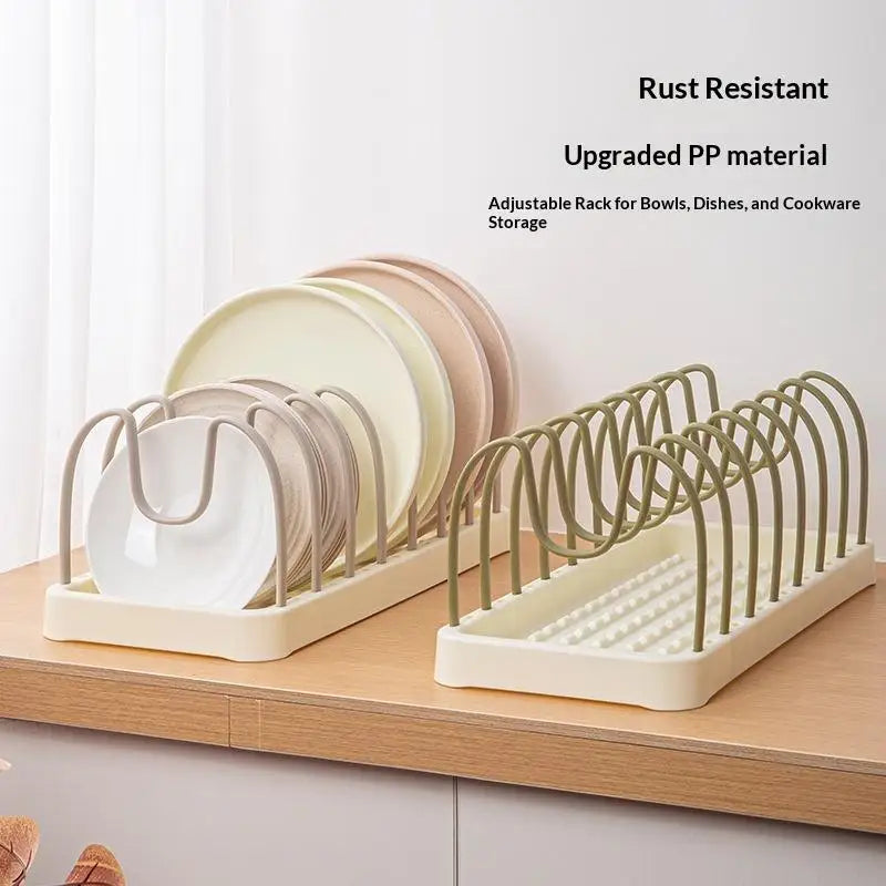 Kitchen Plate Holder Adjustable Multi Functional Tableware Storage Rack for Space Optimization