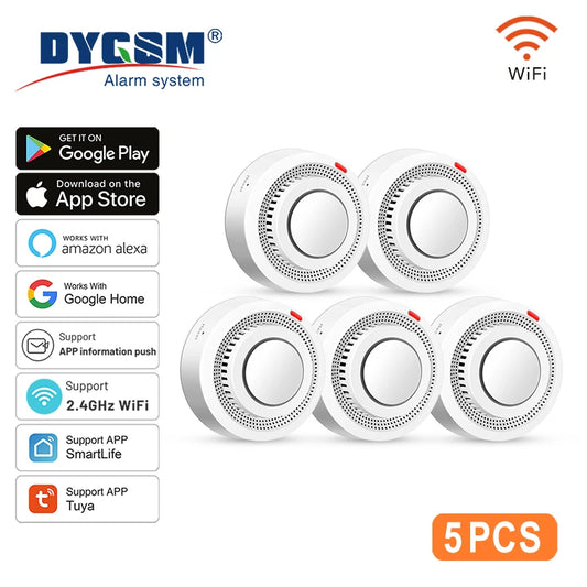Tuya Smart WiFi Smoke Sensor Alerts & 85dB On-Site Alarm When Smoke Detected Ensure Safety Anytime Smartlife APP Contorl