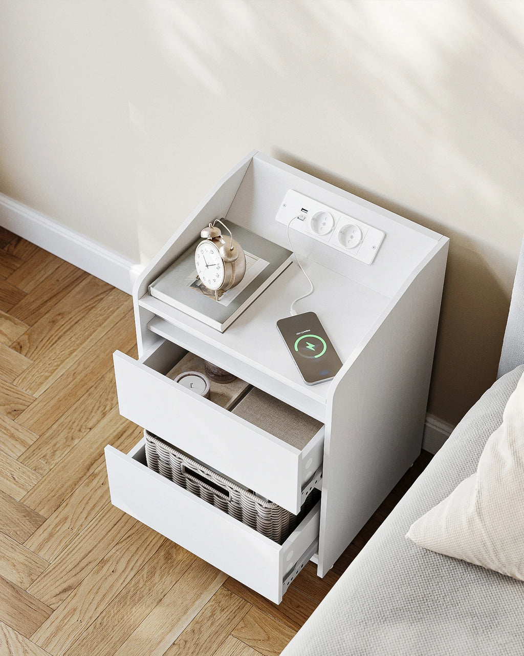 Bedside Table with 2 Drawers, Side Table, Stylish and Versatile, Ideal for Living Room and Bedroom