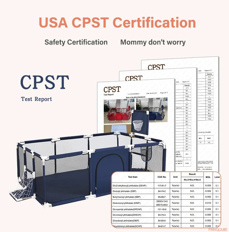 PANGDUBE Baby Playground Playpen for Baby and Toddlers Thicken Steel Pipes & Cloth Baby Fence Play Park Baby Activity Fence