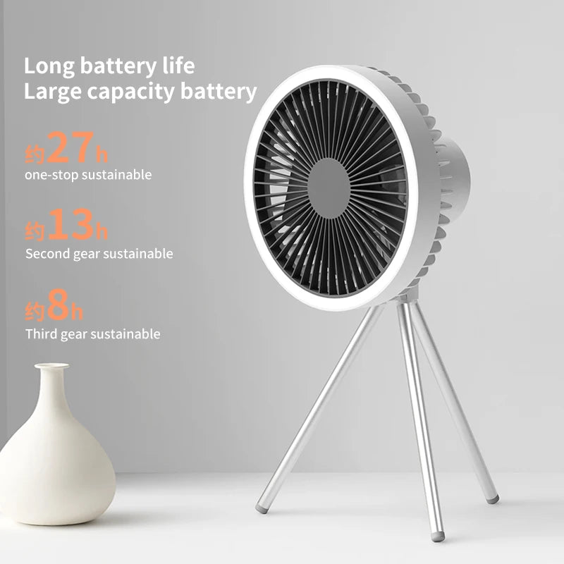 10000mAh Camping Fan Rechargeable Desktop Portable Circulator Wireless
