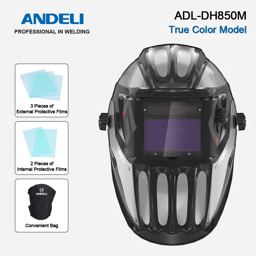 ANDELI Auto Darkening Welding Helmet Large Viewing True Color Solar Powered Welding Mask for TIG MIG ARC Grinding Welder