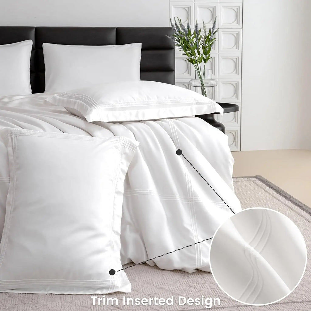 Simple&Opulence 100% Eucalyptus Lyocell Tencel Duvet Cover Set   Cooling Breathable Duvet Cover Soft Silky, Luxury Bedding Set