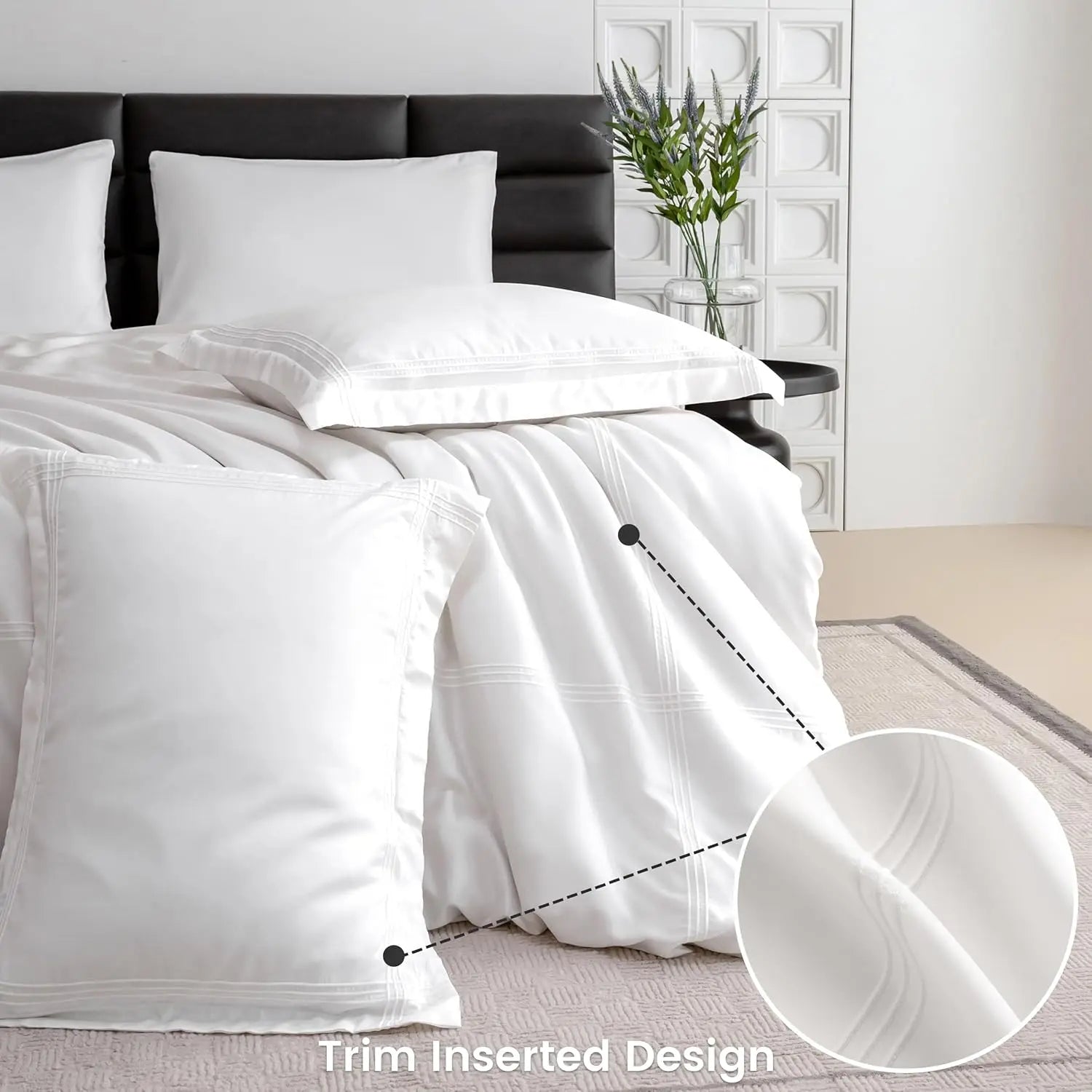 Simple&Opulence 100% Eucalyptus Lyocell Tencel Duvet Cover Set   Cooling Breathable Duvet Cover Soft Silky, Luxury Bedding Set