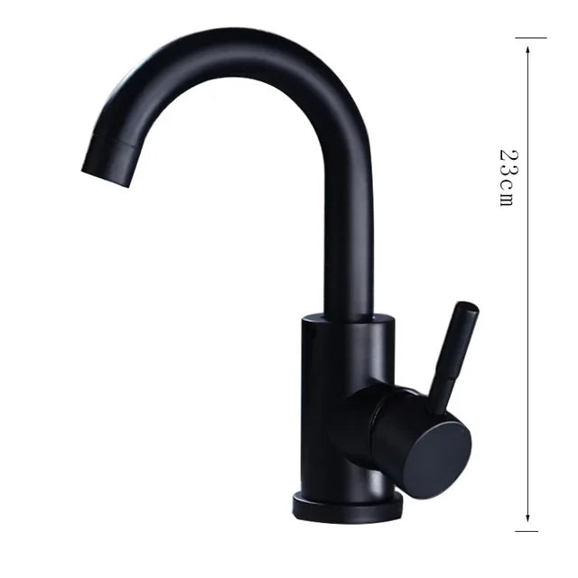 Dfrkjhre Bathroom Basin Faucet Matte Black Series for Sink Vessel Stainless Steel Hot and Cold Water Mixer Tap Crane