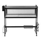 2-Tier Carbon Steel Cutlery Drainer & Dish Drying Rack | 20kg Load-Bearing, Over-Sink Mount (Black, 13.9lbs Lightweight)