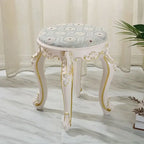 European Fabric Pouf,Modern Round Tea Table Stool, High-Quality Manicure Seat, Living Room Sofa Side Ottoman, Versatile Seating.