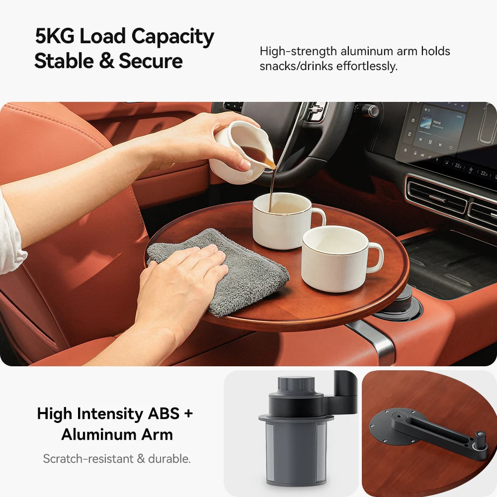 YZ For Tesla Model 3 Y juniper Kia Hyundai Car Water Cup Extended Table Board  Solid Wood Food Drink Tray Portable Office Table