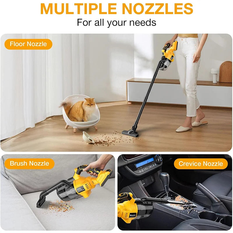 Cordless Vacuum Cleaner Rechargeable Handheld Dust Blower Floor Car Pet Hair Multifunction Cleaning For Dewalt 20V Battery Pin