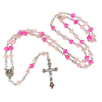 Flower Beads Crosses Rosary Necklace Hangable Pendants Long Chain for Womens Men Religious Neckchain Praying Meditations