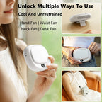 Portable Waist Clip Fan Rechargeable Mini Hanging Neck Fan 5 Speed Adj