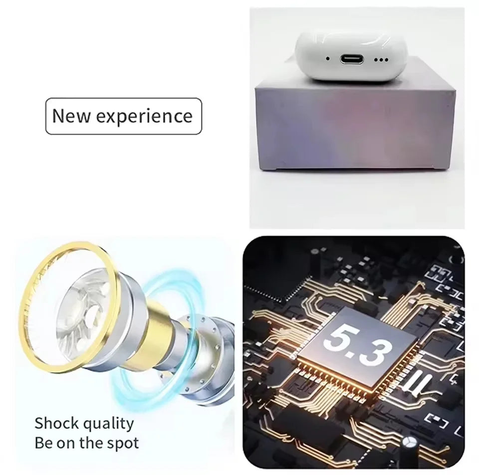 2025 NEW iOS18 ANC Air 4 Wireless Bluetooth Headphones with Active Noise Cancelling USB C Type Cable Stereo TWS Earphones