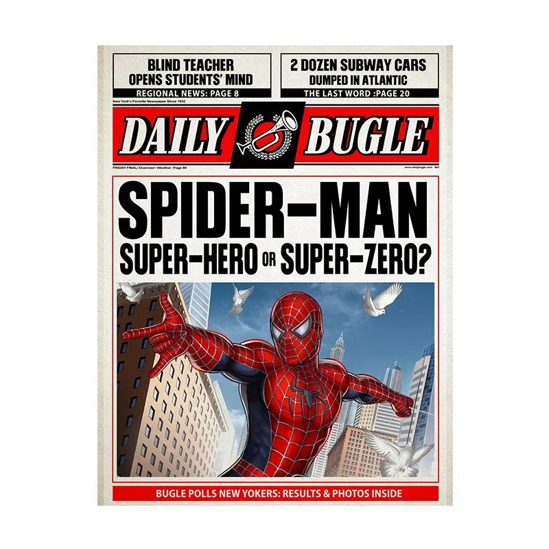 Marvel  Funny Spiderman Poster And Print HE'S  BACK Canvas Painting Comic Wall Art Living Room Home Decoration Gift