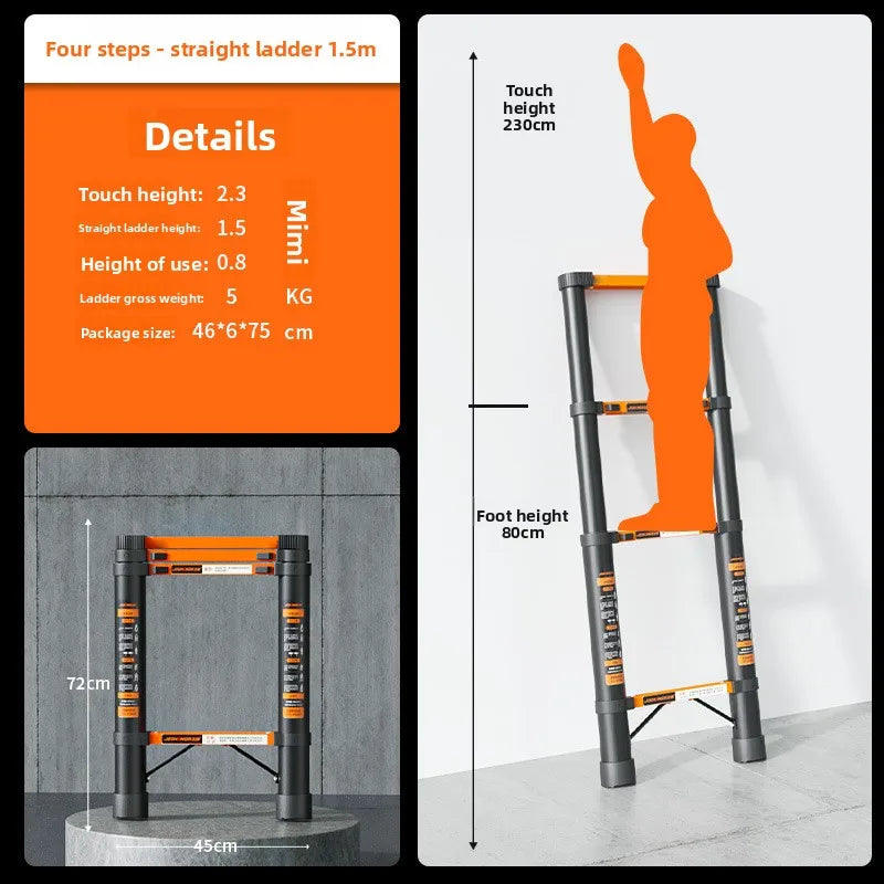 Thickened carbon steel telescopic ladder Multifunctional herringbone ladder Bamboo ladder Lifting  folding engineering staircase