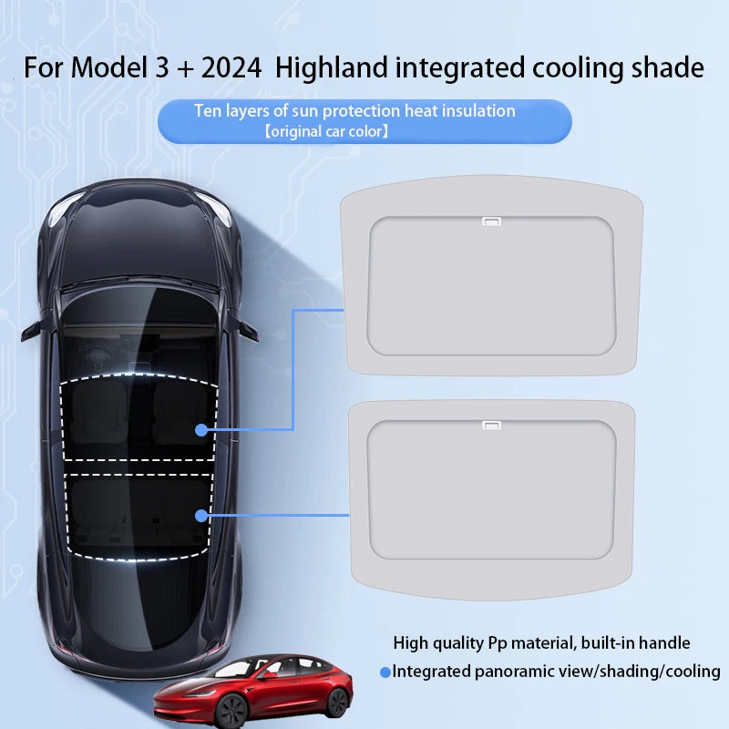 New Retratable Sunshade For Tesla Model Y Juniper 2025 Roof Shade Scroll Original Sun Visor Model 3 Y 2021-2024Pleated Sunscreen