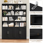 Getone Bookshelf Books wardrobe high wardrobe with 12 compartments 4 doors standing rack for living room office kitchen 115x27x185.5 cm