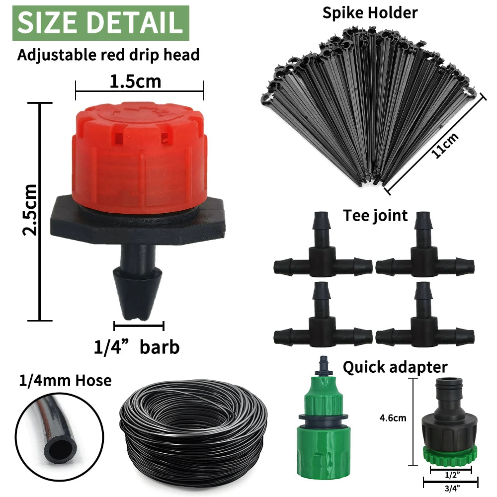 5-20M Drip Irrigation System Plant Watering Set Watering Kits Adjustable Drippers For Irrigation Micro Garden Watering System