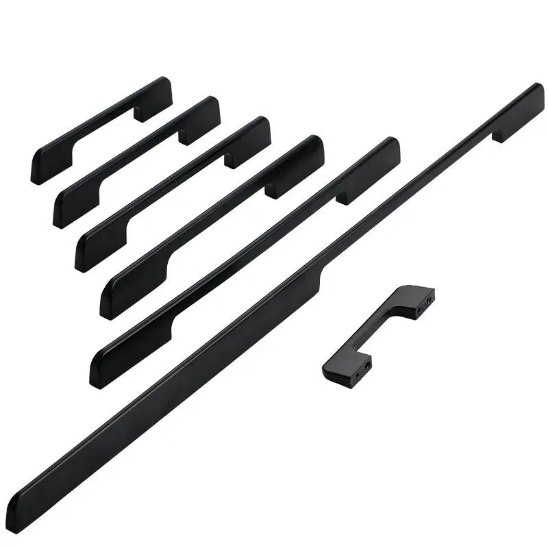 KK&FING 1PC Modern Kitchen Handles Furniture Black Aluminum Home Improvement Wardrobe Cupboard Drawer Handle Furniture Hardware