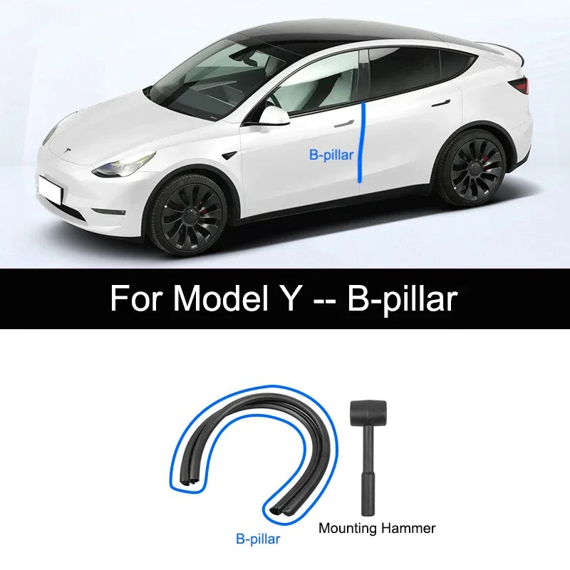 For Tesla Model Y 2021-2024 Door Seal Strip Kit Soundproof Rubber Weatherstrip for Model 3 B-Pillar Sealing Set Noise Reduction