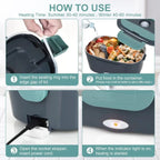 Electric Heated Lunch Box with Thermal Insulation for Office, Dorm, and Travel Meals
