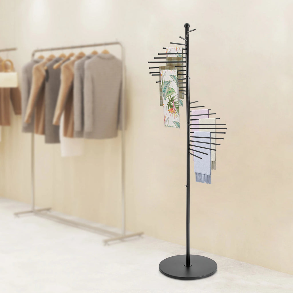 Iron Scarf Display Rack - Floor Standing Spiral Display Rack Clothing Store Hanging Scarf Display Rack Pants Rack
