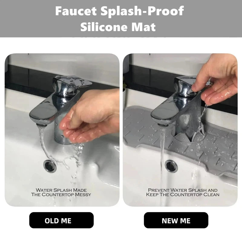 Kitchen Silicone Faucet Mat Water Ripples Faucet Water Catcher Mat Large Sink Splash Pad Countertop Protector Bathroom Gadgets