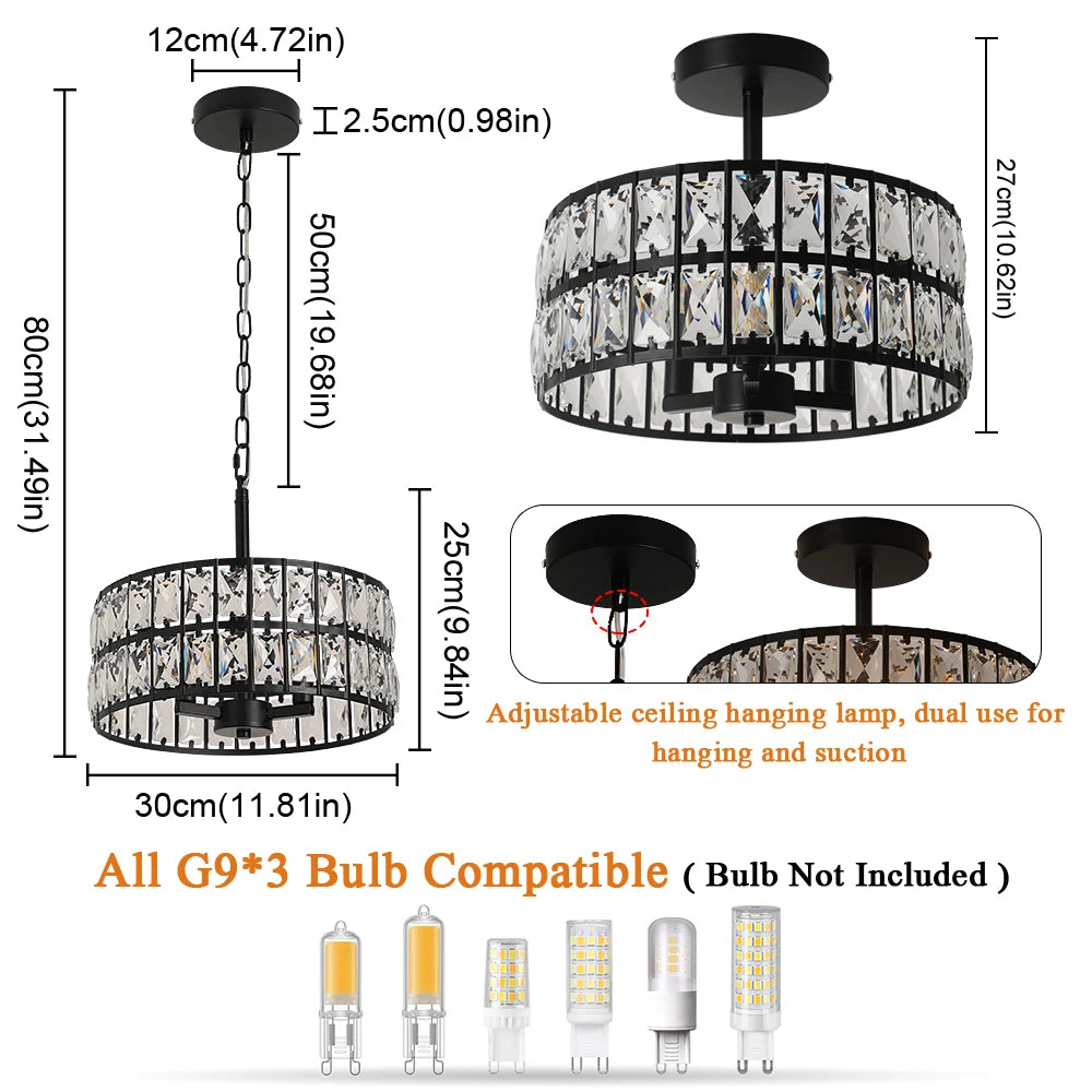 Luxury Pendant Light Crystal LED Chandelier Nordic Home Decor Ceiling Lamp Modern Kitchen Island Dining Living Room Fixture Lum