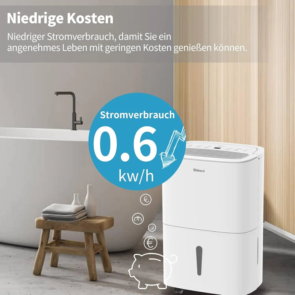 SHINCO 30L Electric Dehumidifier for 105 m³ (35 m²), WiFi, Energy Savi