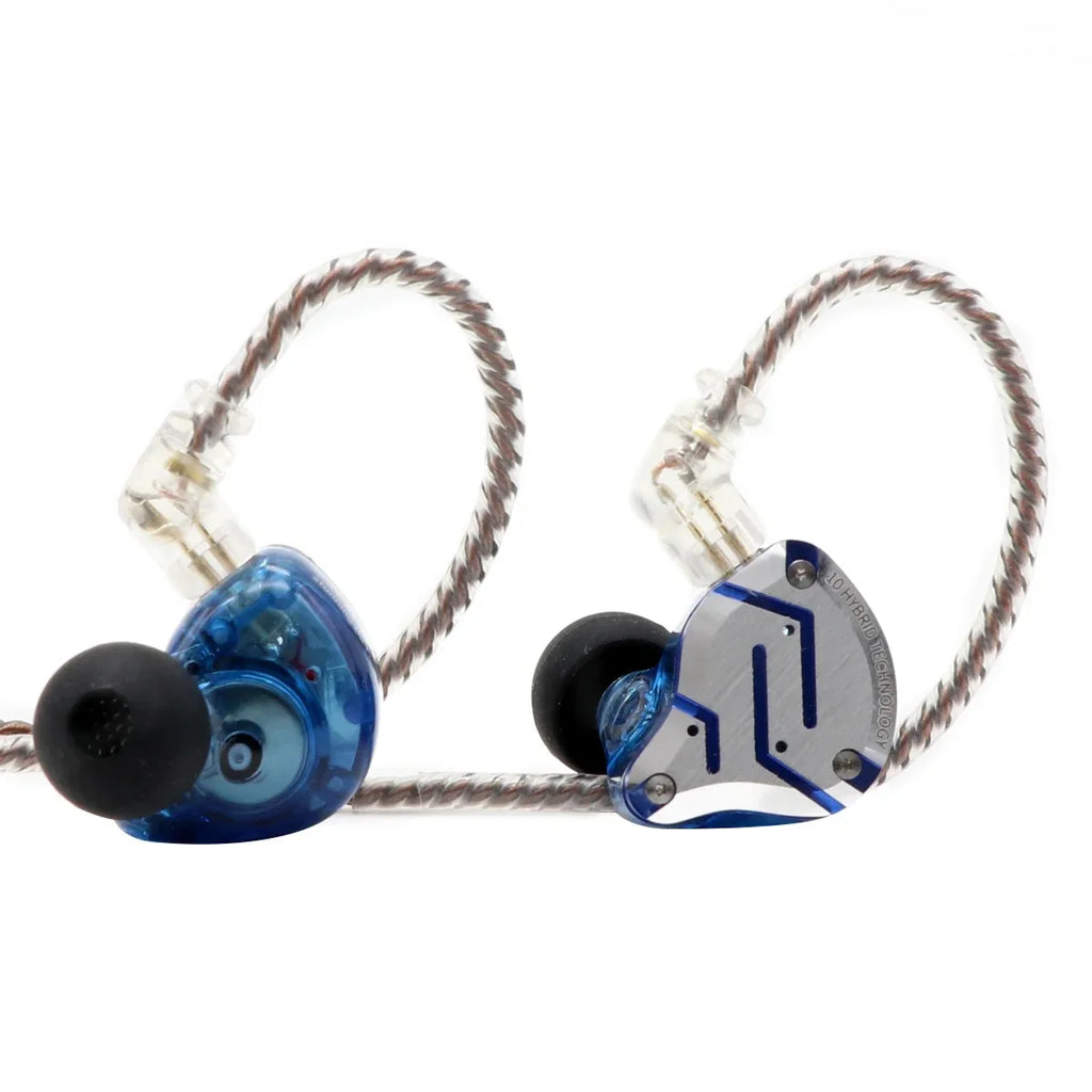 KZ ZS10 Pro 4BA+1DD 5 Driver in-Ear HiFi Metal Earphones with Stainless Steel Faceplate, 2 Pin Detachable Cable