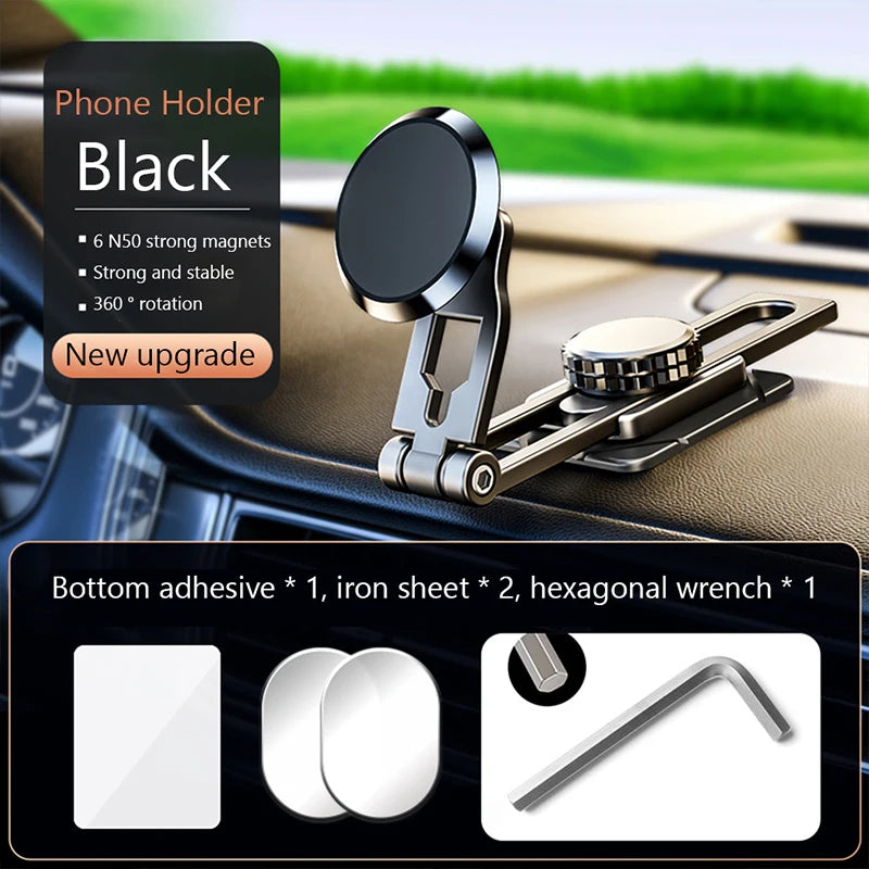 Magnetic Car Phone Bracket Slide Rail Adjustable Foldable Mobile Phone Mount Stand 360 Degree Rotary for Tesla Model 3 X Y S