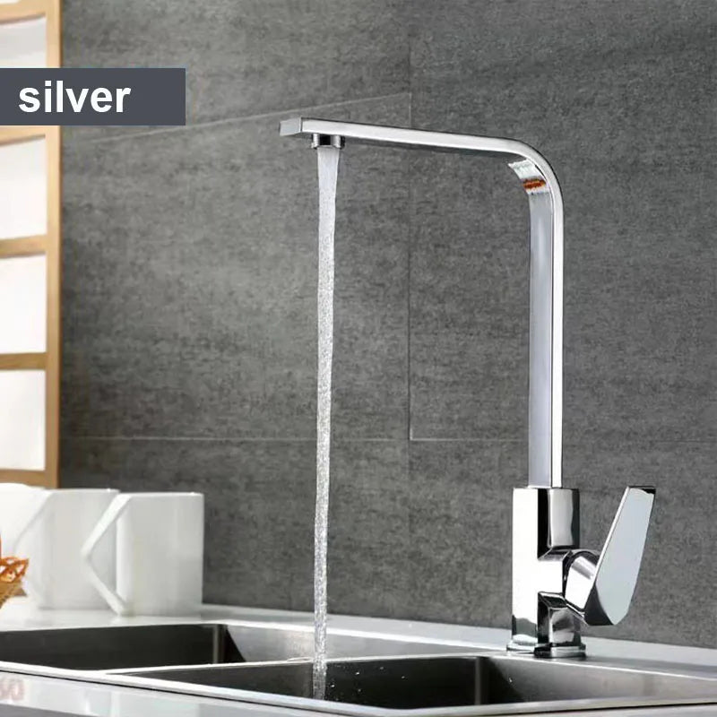 Black/silver Kitchen Faucets 7-shaped Copper Alloy Kitchen Hot And Cold Mixing Faucet Single Handle Deck Mounted