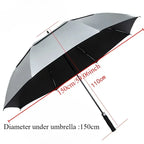 180CM Big Size Long Handle Umbrella Double-deck Large Rain Umbrellas Luxury Silver Dual Use Sunscreen Windproof Rain Gear Gift