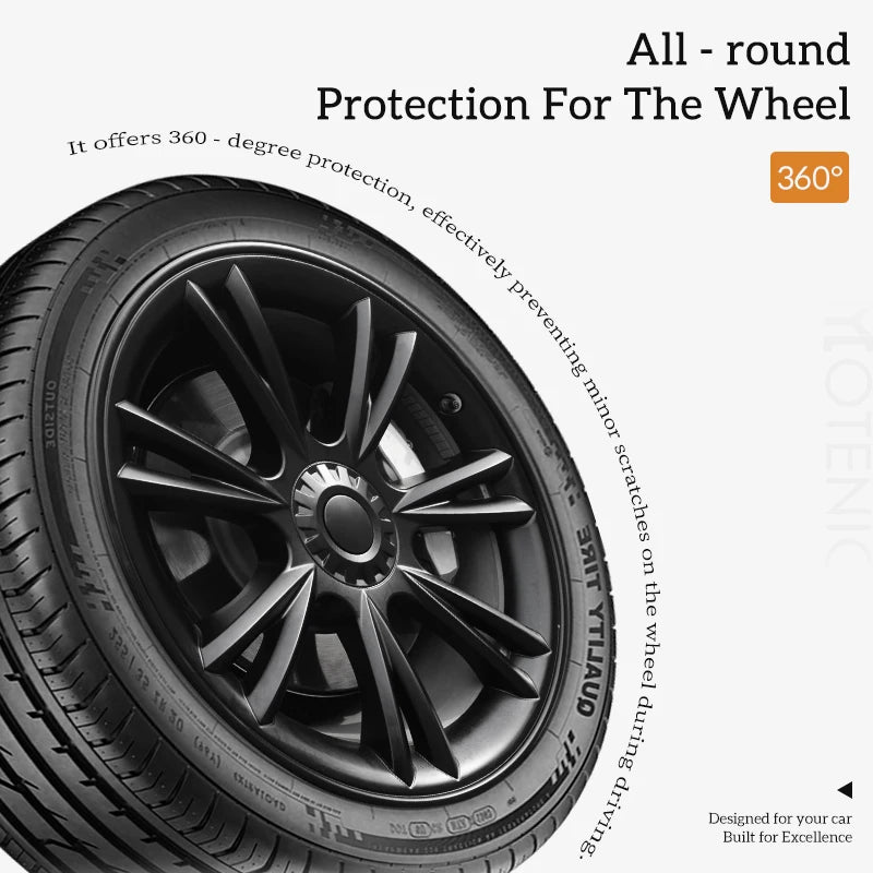 4 PCS 19Inch Sporty Wheel Hub Cap Matte Black Automobile Wheel Hub Fully Wrap Rim Cover Replacement for Tesla Model Y 2020-2024