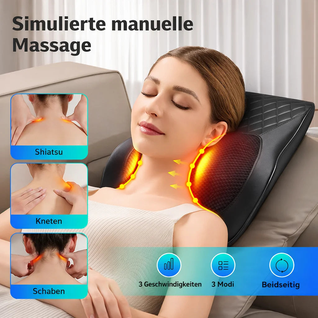 Electric Massage Neck Pillow Shiatsu Head  3 Speed Adjustment Body Back Waist Massager Car with Heating Vibrating Massage Relax