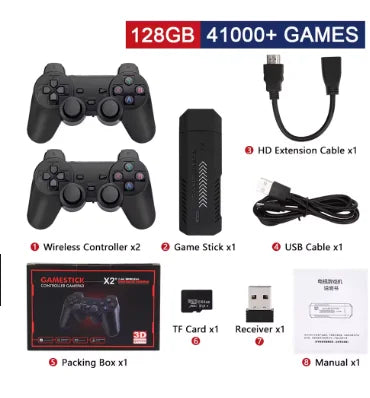 X2 Plus 4K Retro Game Console - 64/128/256GB Plug & Play Stick with 58000+ Games & Wireless Controller for PS1, N64, Dreamcast