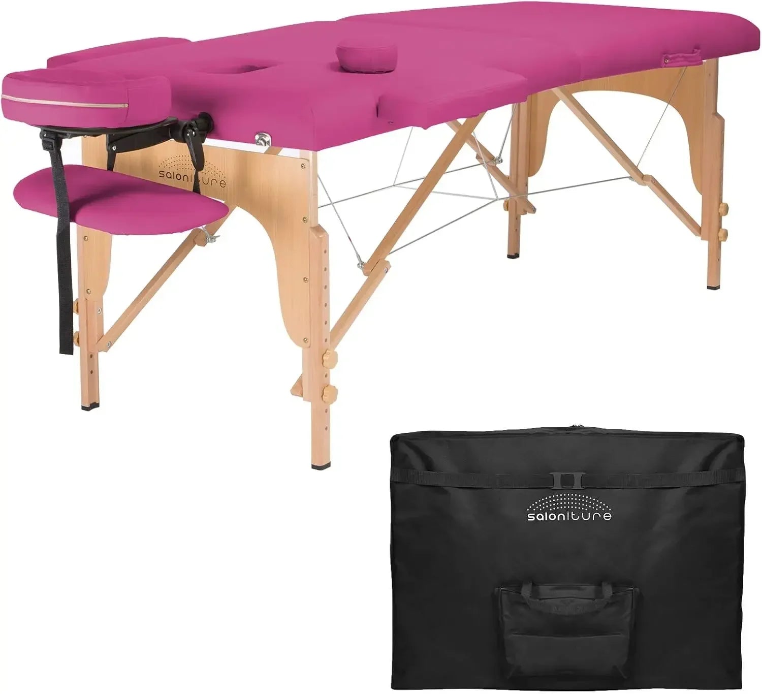 Professional Portable Folding Massage Table with Carrying Case - Burgundy