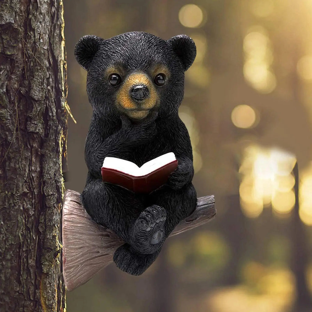 Garden Black Bear Decor Funny Statue for Walkway Housewarming Outdoor