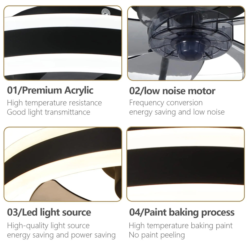 Modern LED Ceiling Fan with Remote & Dimmable Lighting