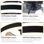 Modern LED Ceiling Fan with Remote & Dimmable Lighting