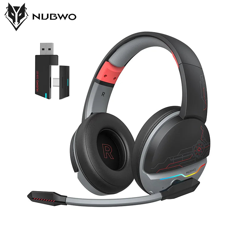 NUBWO G08 Dual Wireless Headsets Gamer with Microphone 2.4GHz Bluetooth 5.3 Gaming Headphones for PS5, PS4, PC, Mobile, Switch