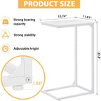 C-Shaped End Table 2-Pack - Sliding Metal Frame Sofa/Bedside Tables, Space-Saving Tall Side Tables for Living Room/Bedroom