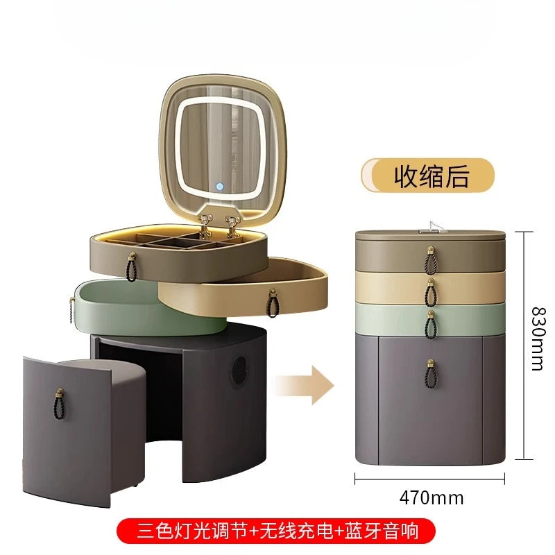 leather lint Dresser storage cabinet integrated cabinet Dressing table Makeup vanity Equipped with Bluetooth speaker stool LED