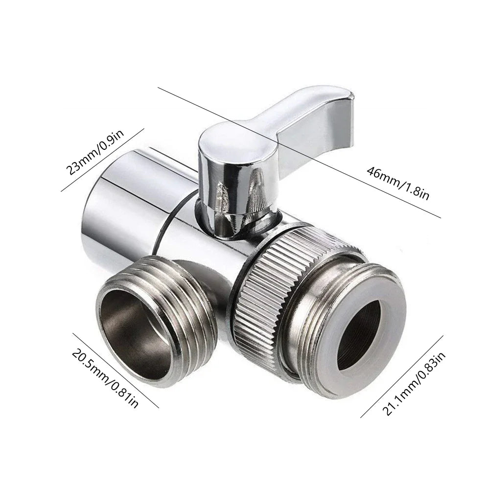 3 Way Water Tap Connector Splitter Copper Kitchen Sink Splitter Diverter Valve Leak-Proof Switch Faucet Adapter for Bathroom
