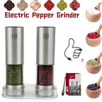 Electric Pepper Grinder 2pcs USB Rechargeable Automatic Pepper and Salt Adjustable Pepper Grinder with LED Lighting Cooking Tool
