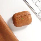 For AirPods Pro 3 Lychee Pattern Cowhide Leather Case for Airpods 4 3 2 1 Pro All-inclusive Earphone Protection Handmade Cover