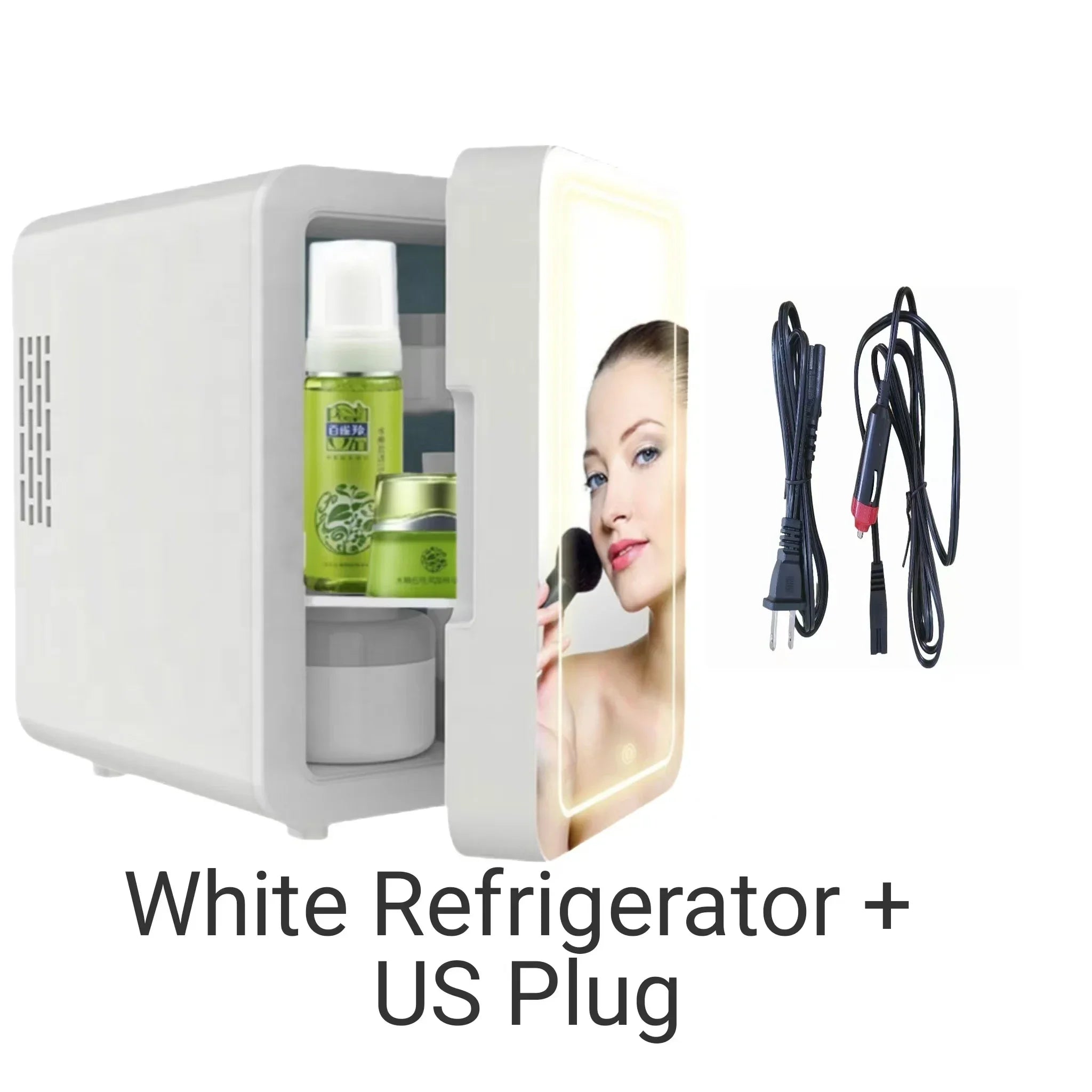 4L Mini Refrigerator Car Cosmetics Skincare LED Mirror Household Refrigerator Small Freezer Refrigeration Noise Reduction Portal