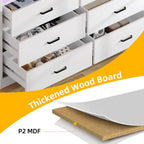 6 Drawer Dresser with LED Light and Charging Station, Modern Chest of Drawers, Wide Drawer Organizer Cabinet for Living Room