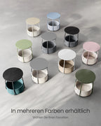 VASAGLE side table round small table coffee table small living room table with fabric basket living room storage space